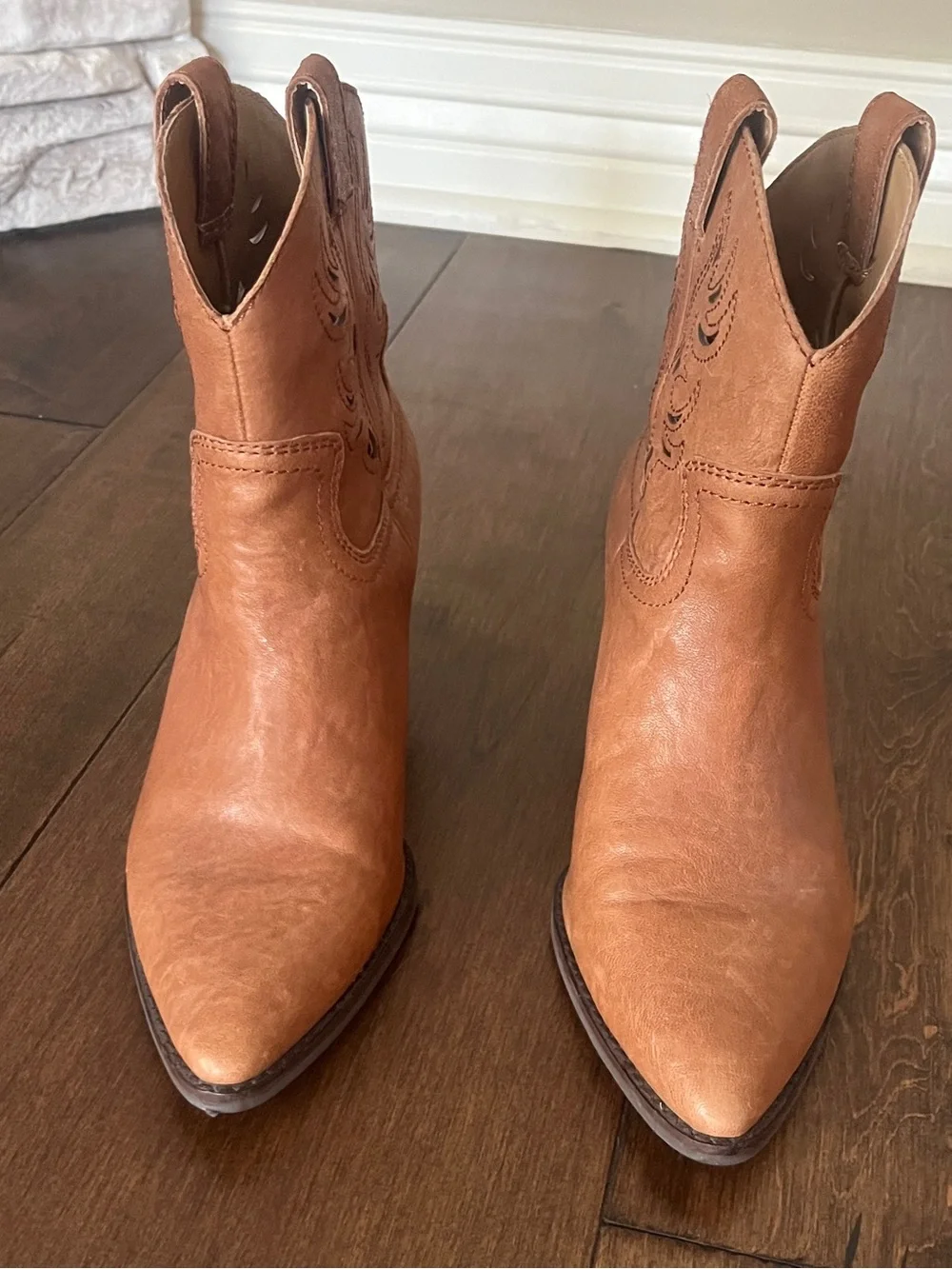 Lucky Brand Brown Ankle Boot - Leather Look Heel - Picture 2 of 3